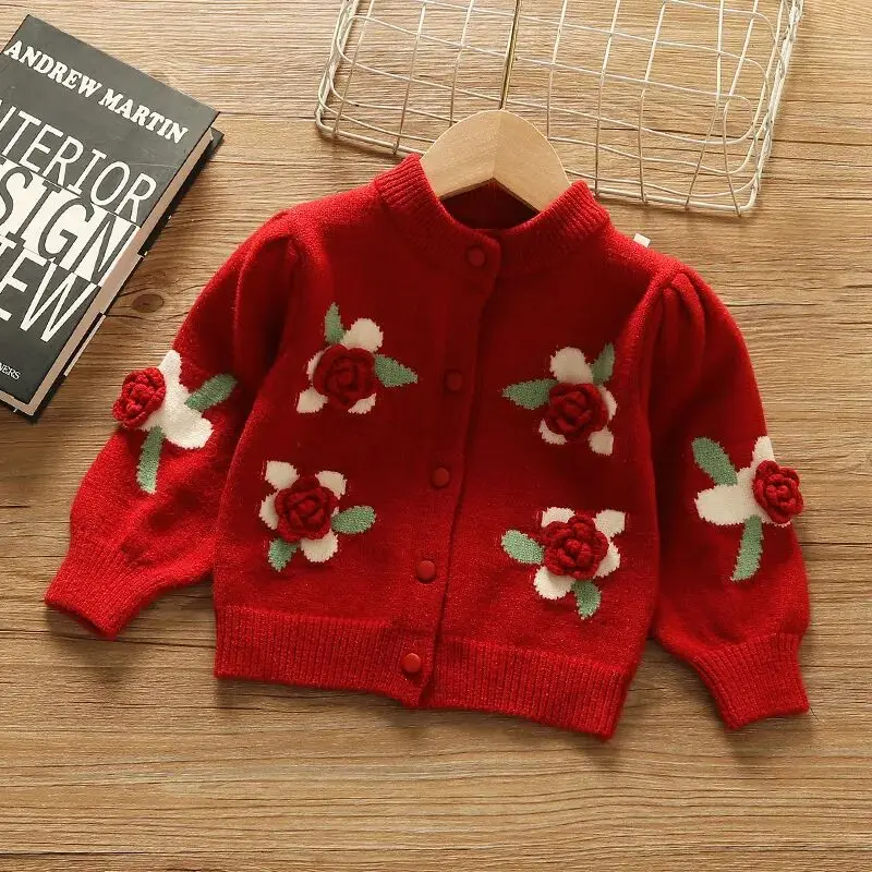 0-5 Y Girls Cardigan Sweater Spring and Autumn Fashionable Children Baby Sweater Coat Little Girl Knitted Cardigan Jacket