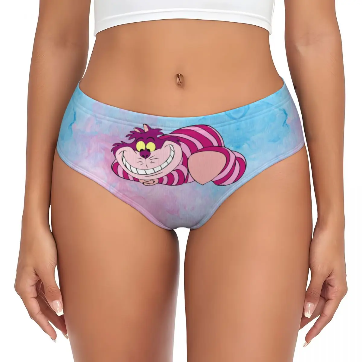 Custom Womens Cheshire Cat Panties Underwear Female Breathable Alice In Wonderland Animal Briefs Underpants