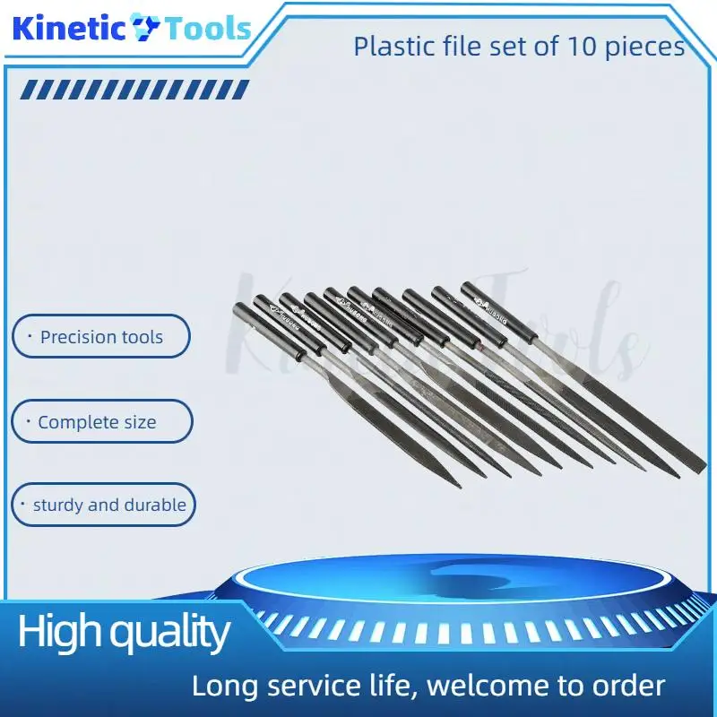 10 قطع من مجموعة الملفات الصغيرة المختلطة مقبض بلاستيكي تشكيل مثلث تلميع ملف فولاذي معدني ملف مسطح مجموعة أدوات يدوية #1