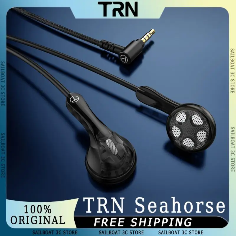 TRN Seahorse Wired Earphones 14.2mm Dynamic Driver Unit PU+Paper Diaphragm HiFi Comfortable In Ear Headset Custom Music Earbuds