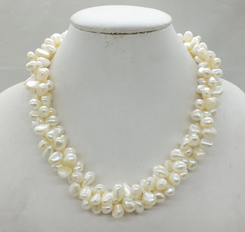 Excellent AAA 3 shares, baroque seawater pearl. White pearl necklace  19