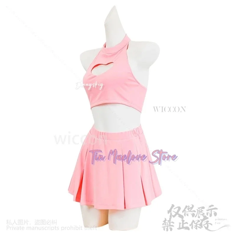 

7D@Anime MisaMisa Cosplay Y2K Jirai Kei Girls Costume Pink Cut-out Love Top Kawaii Sexy Miniskirt Wigs For Halloween Cos Dress