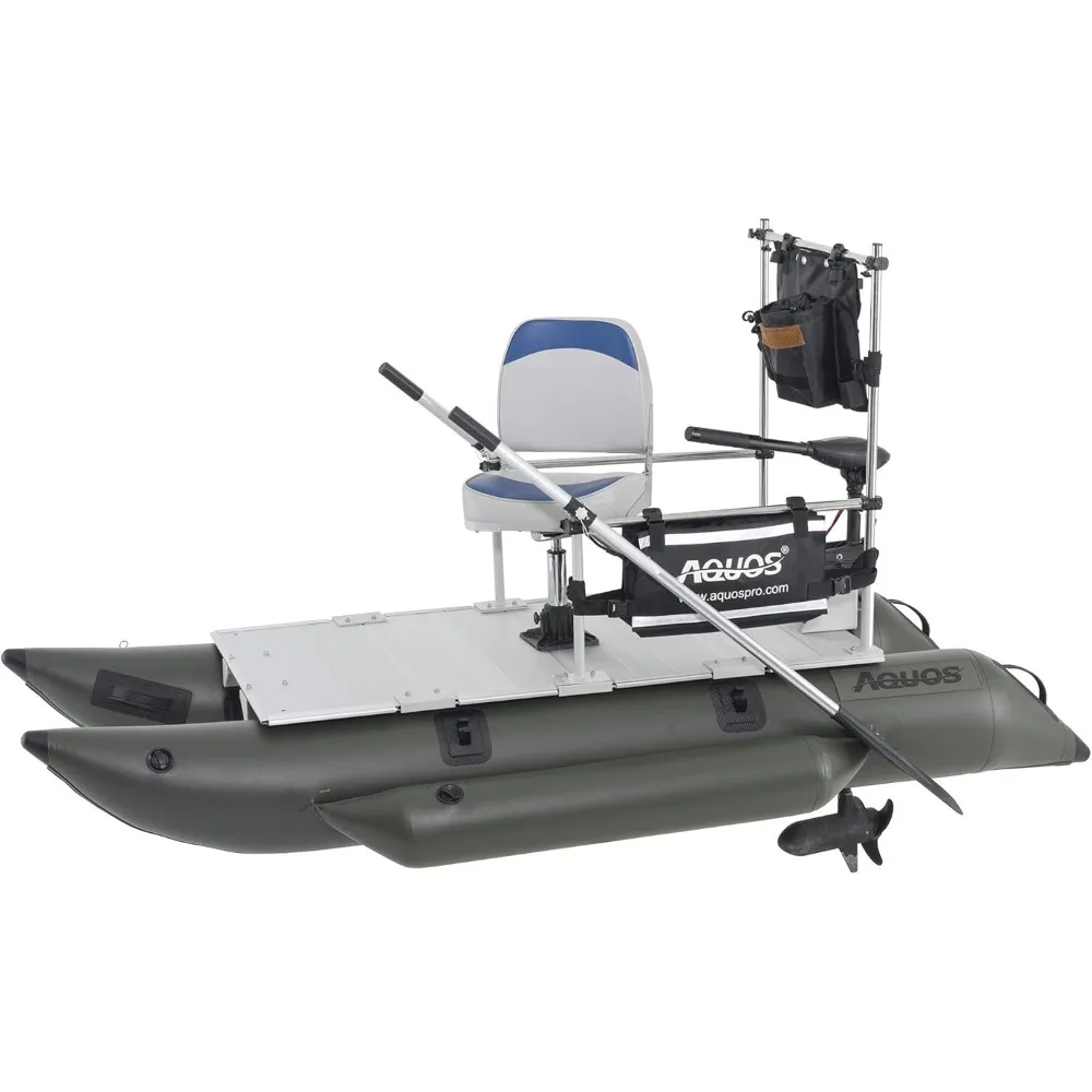 Ransel seri FM270 8.8ft perahu Pontoon tiup dengan Haswing Transom 12V 55LBS kontrol tangan Motor Trolling