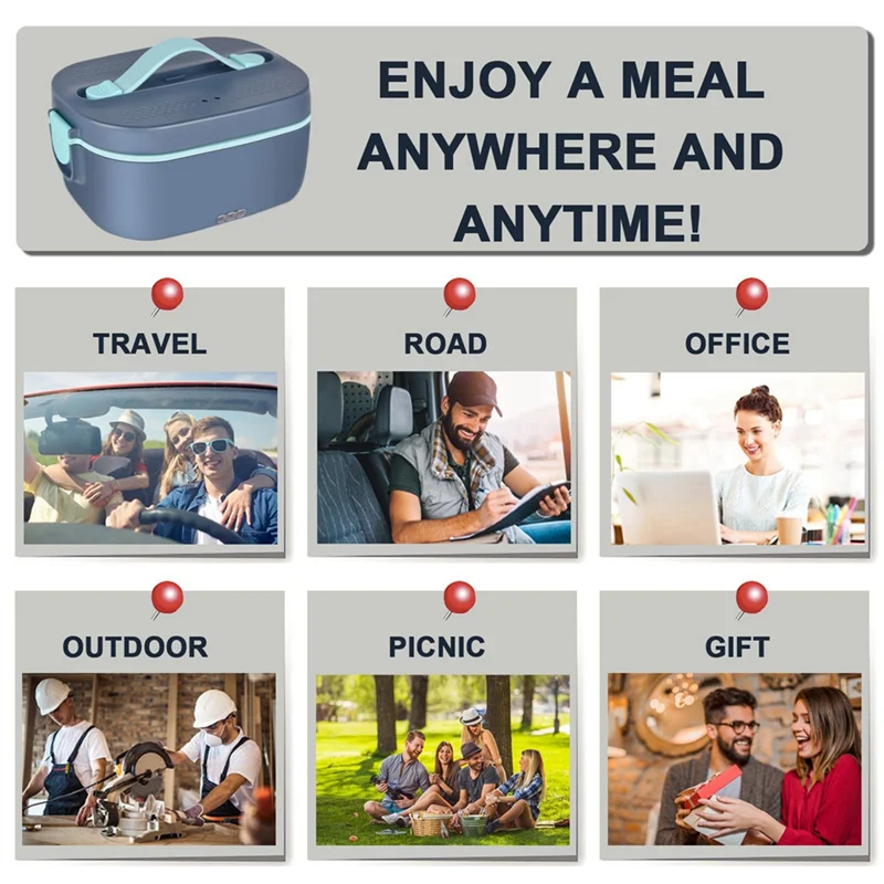

AA76-100W Electric Heated Lunch Box 4 In 1 Adult Hot Lunch Box Men's Heated Lunch Box Double Cover Heated Lunch Box US Plug
