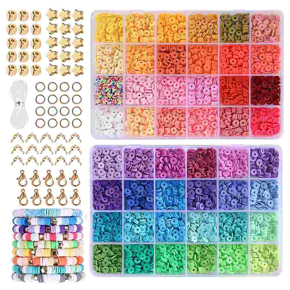

48 Colorful Polymer Clay Bead Set 100pcs Each 200pcs Accessories 10m Cord Jewelry Making Kit Craft Beads Bracelets Girls