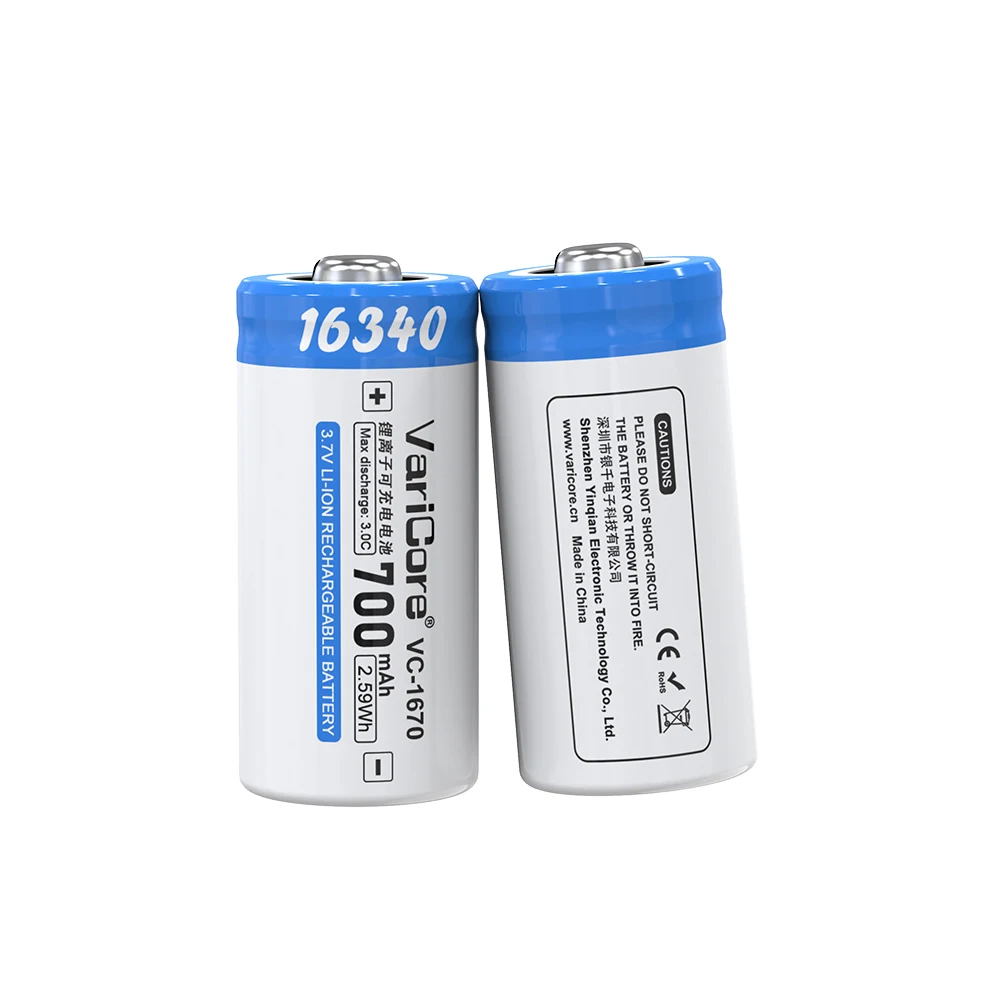 VariCore VC-1670 16340 700mAh with Tip 3.7V Li-ion Rechargeable Battery for Sweeper Digital Camera Remote Control Versat