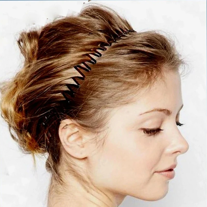 6pcs/ Y2K stretch comb headband Circular Hair Comb Flexible Circle Accordion Tooth Headband Maddy Euphoria  Bun Holder Hair Clip