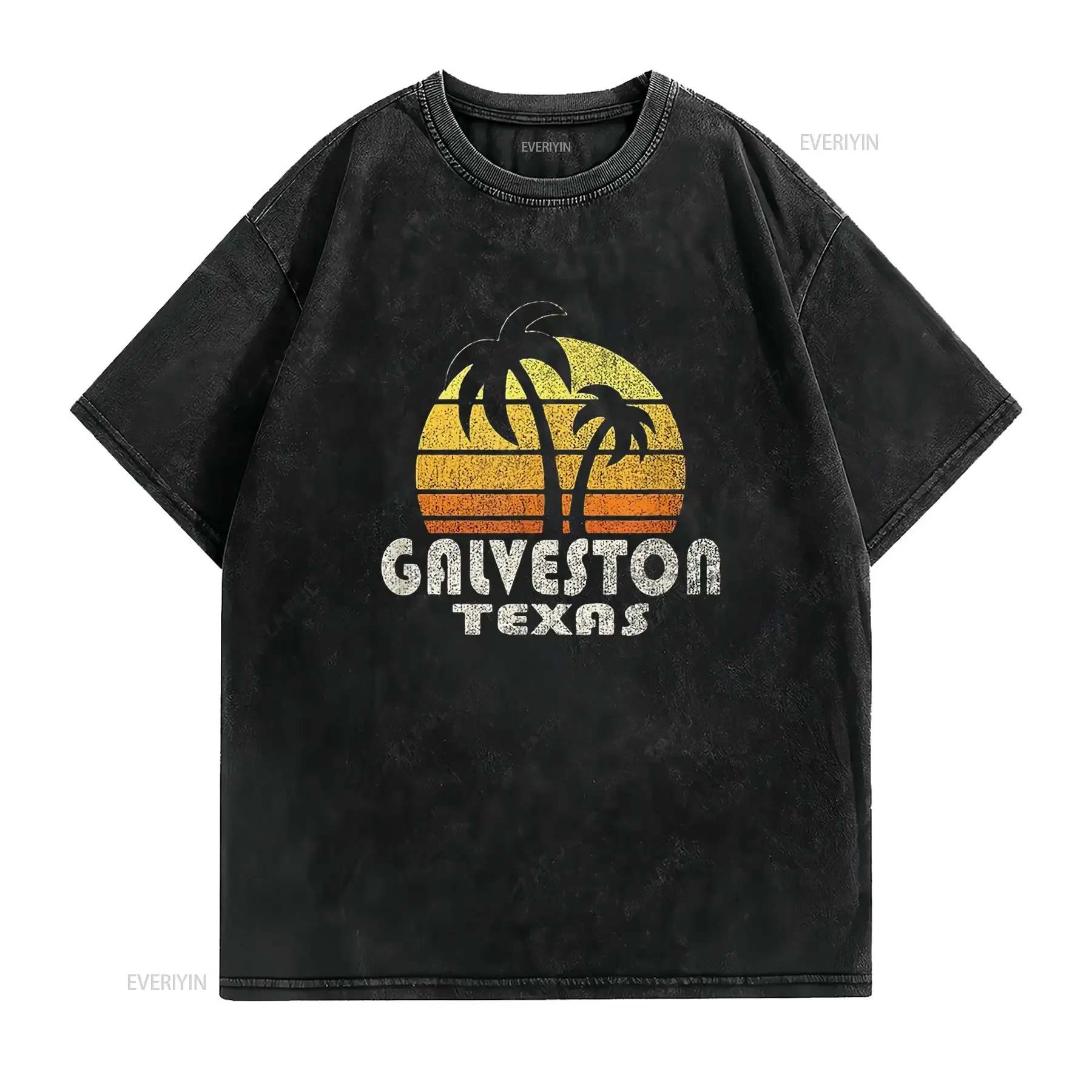 Womens Retro Galveston Tx Beach Vacation T Shirt vintage Washed designer clothes Slightly Unisex Versatile Comfortable Casual