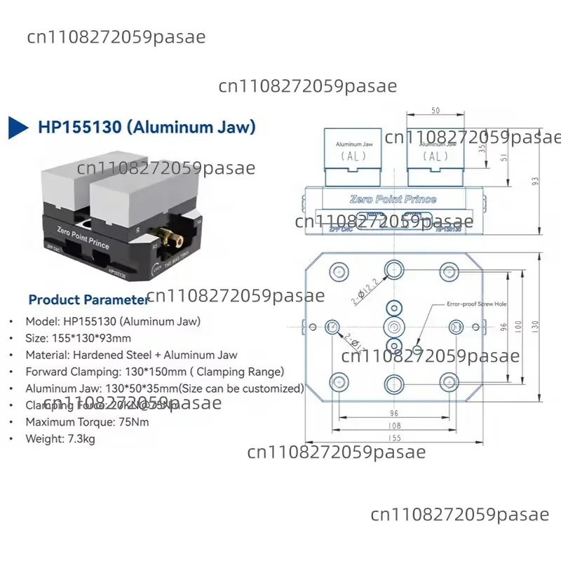 OEM ODM numerical control machining self-centering vice 4/5 axis numerical control universal vice HP10077 aluminum alloy jaw