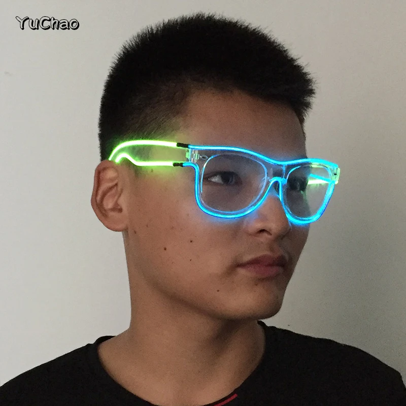 Fashion Sunglasses Birthday Gift Glasses Flashing Luminous Glasses Fluorescent Neon Men Women Nightclub Glasses