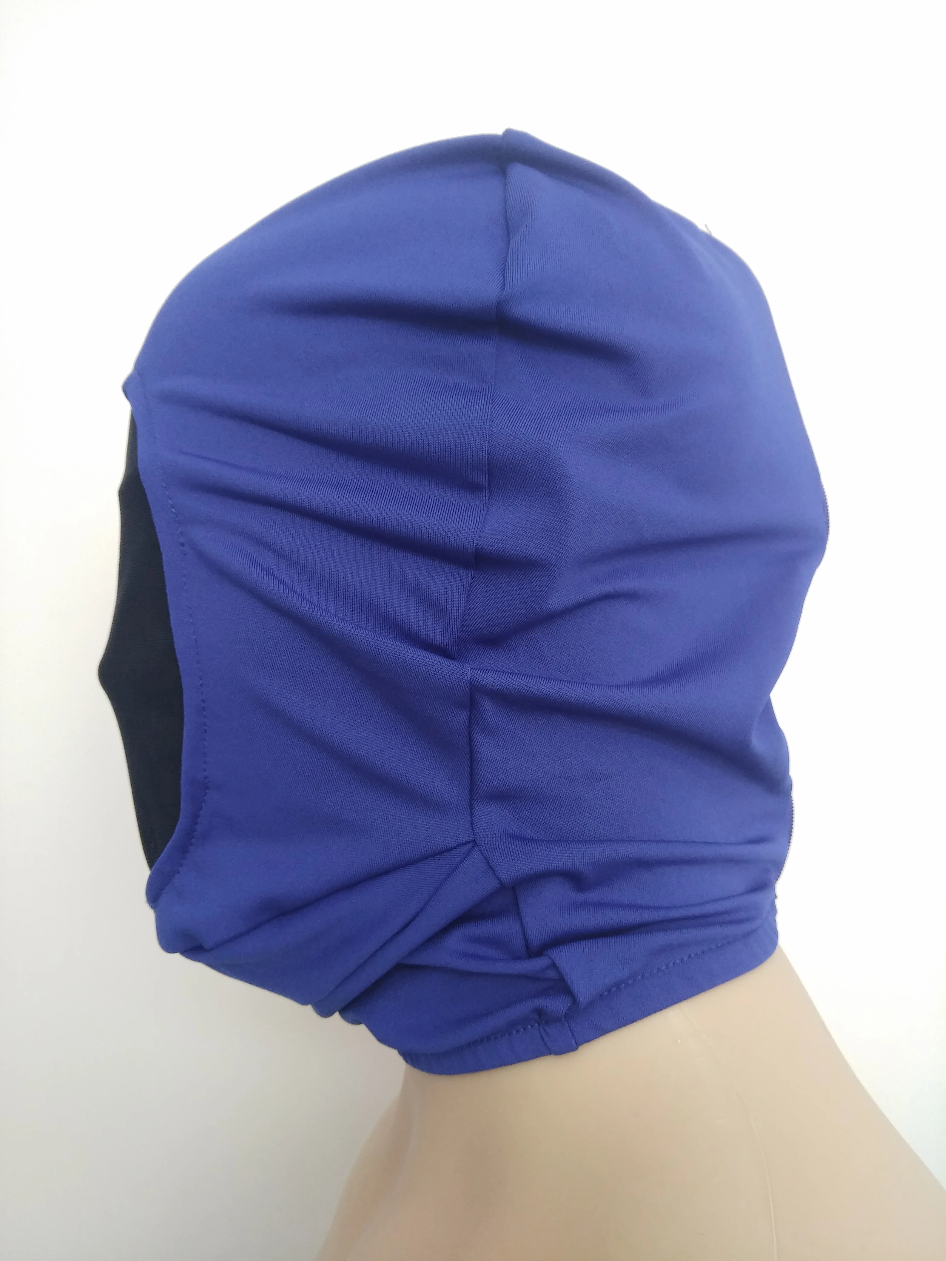 หน้ากากฮาโลวีนชุดคอสเพลย์ Spandex Blue Hood เปิดเพิ่มตาข่าย Unisex Zentai เครื่องแต่งกาย Accessorie