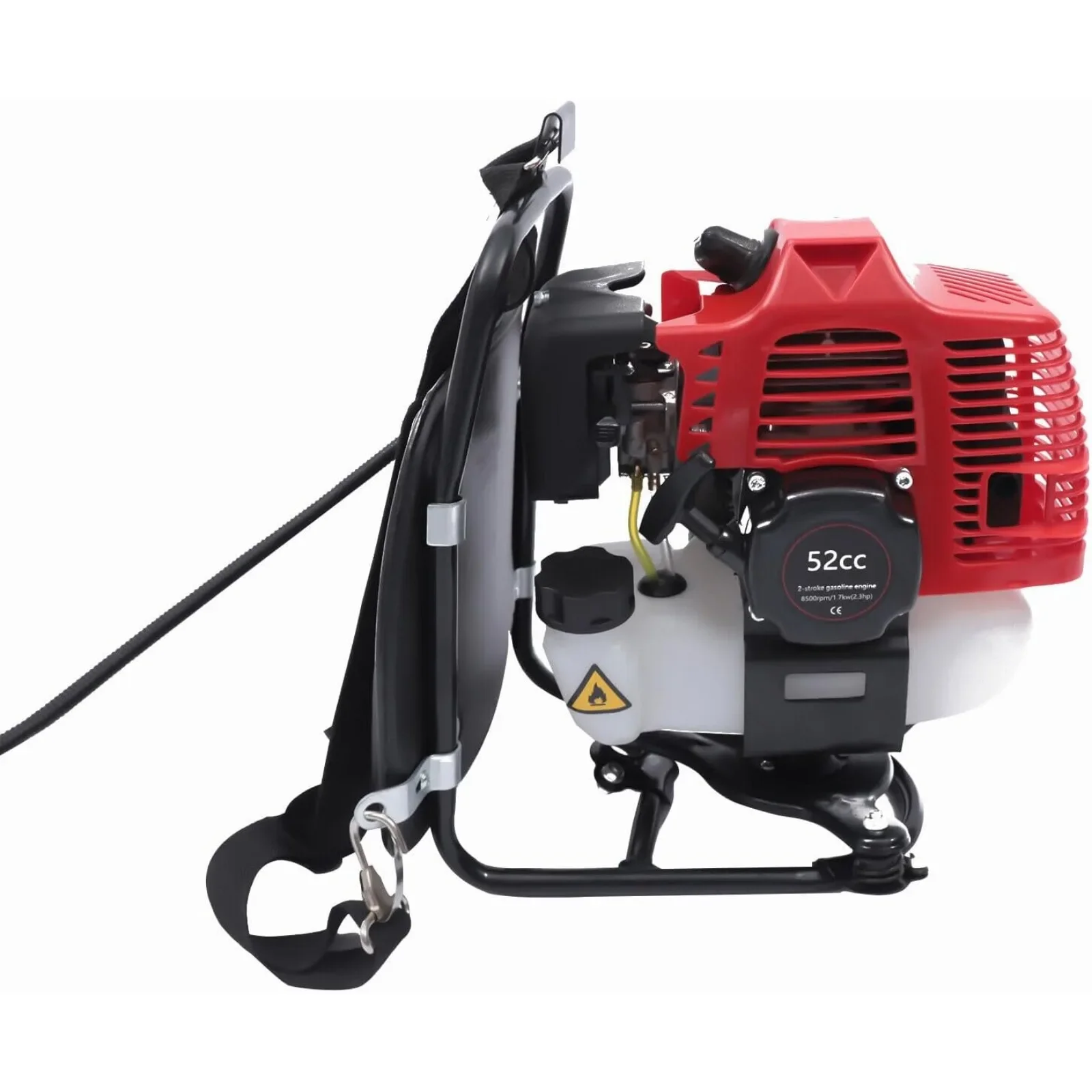 Barredora de escoba con mochila a gas de 2 tiempos de 52 cc, barredora de mano para exteriores de 2,3 HP, escoba para barrer nieve con varilla de transmisión