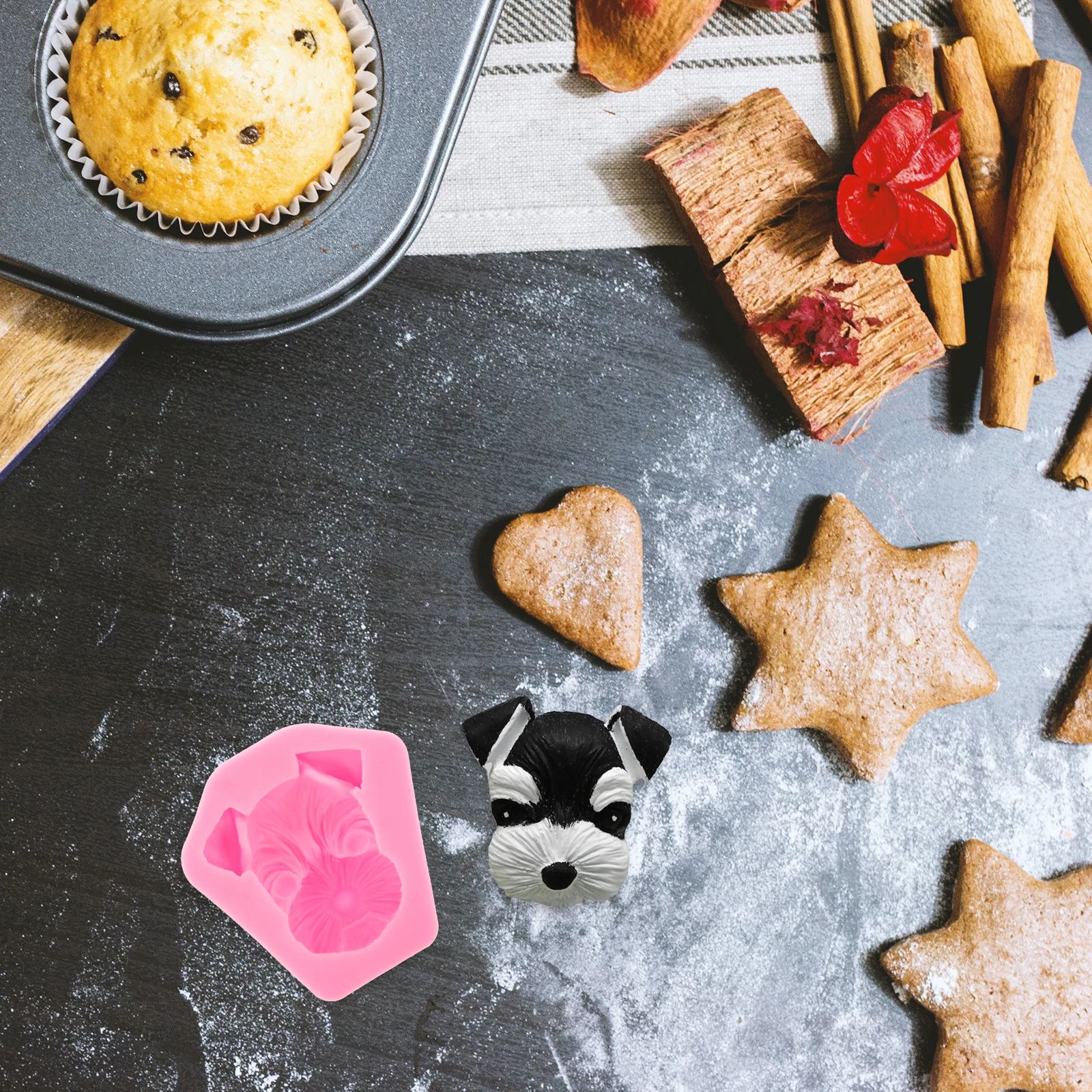 

Schnauzer Silicone Silicone Fondant Molds Mold Premium Baking Fondant Cake Chocolate Candy Crafts Diy Tools Pink Non-Stick
