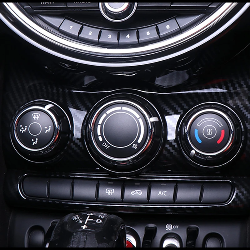 車のエアコンスイッチ調整中央-abs-装飾カバーミニクーパーハッチバック-f55-f56-f57-オートスタイリングアクセサリー
