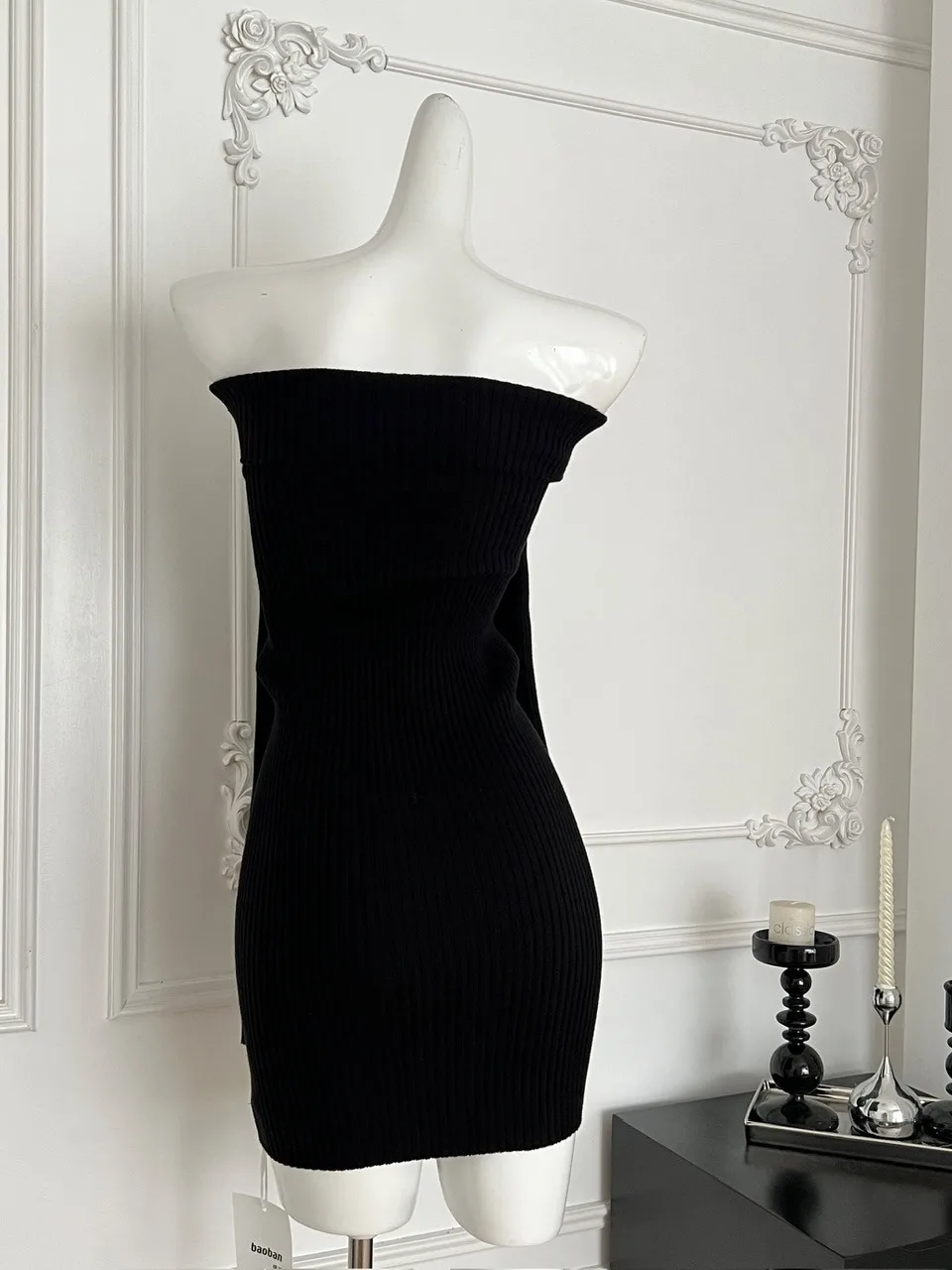 

Pure Desire Knitted Long Sve Bodycon ort Dr Women's Tight Fit Butt Hing Spicy Girl Sle Faion Design Sense Holl...