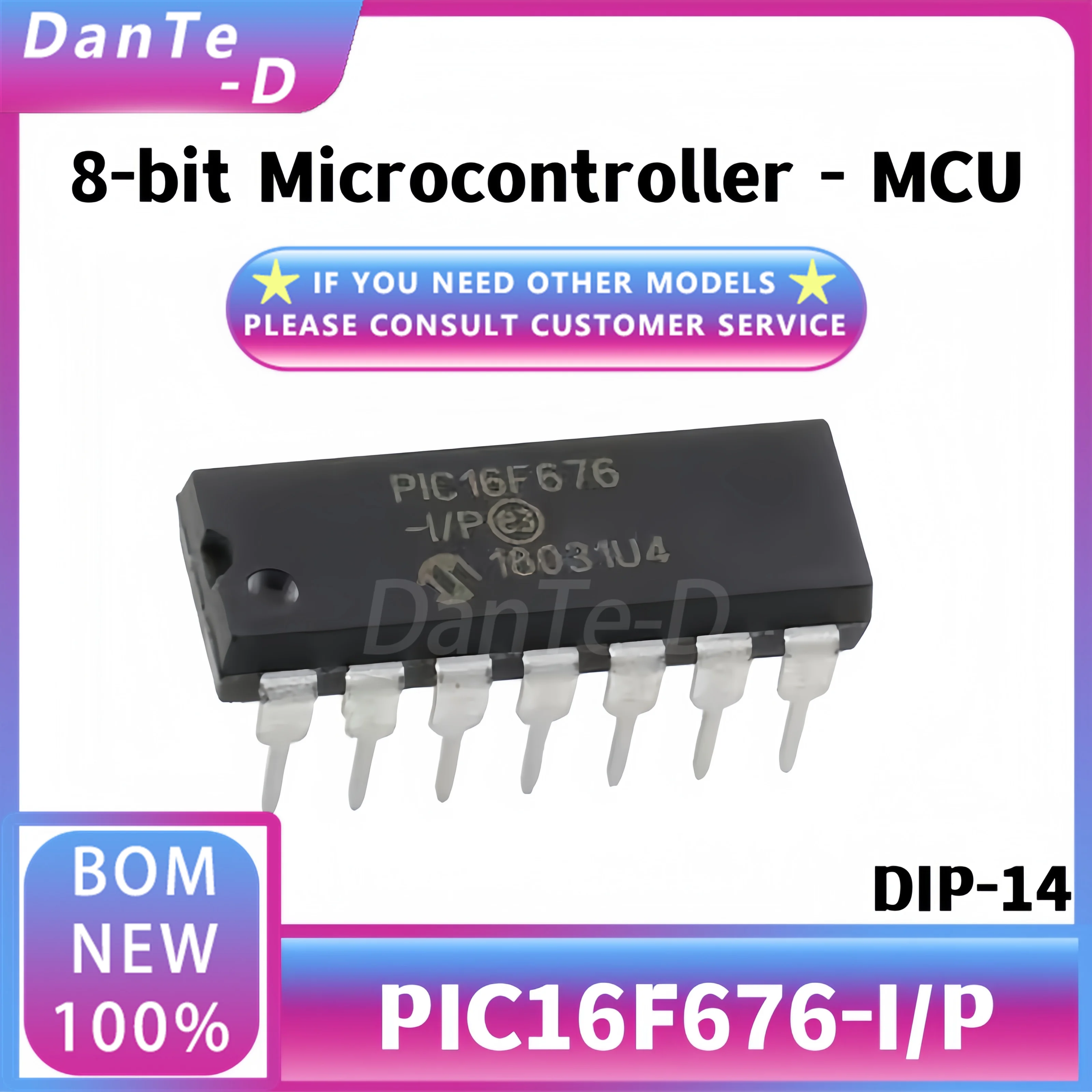 PIC16F676-I/P PIC16F676แฟลชไมโครคอนโทรลเลอร์ชิป8บิตของแท้ดั้งเดิม