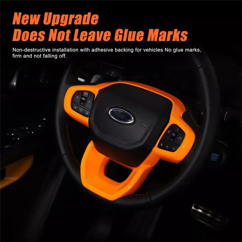 

L37A-For Ford Ranger 2023 2024 Car Steering Wheel Frame Trim Cover Interior Accessories Orange