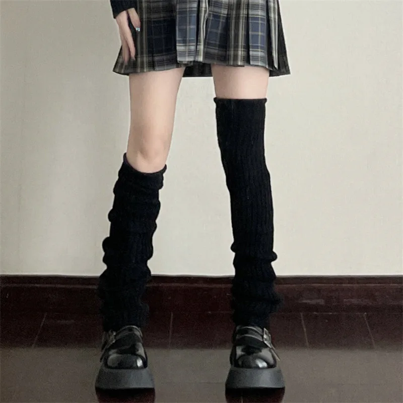 Women\'s Lengthened Leg Warmers Lolita Cotton Long Socks JK College Style Knitted Warm Socks Over Knee Boot Cuffs 40//50/70CM