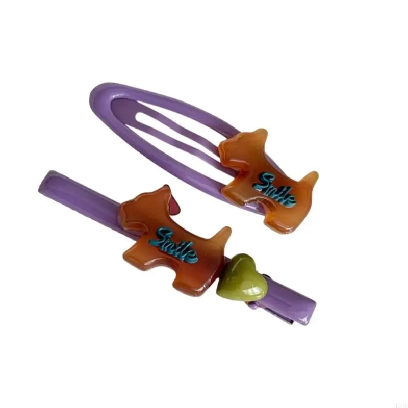 2 Piece Perfect Gift Hair Ornament Hair Clip Cartoon Dog Heart Design Hairpin Headdress For Sister Daughter