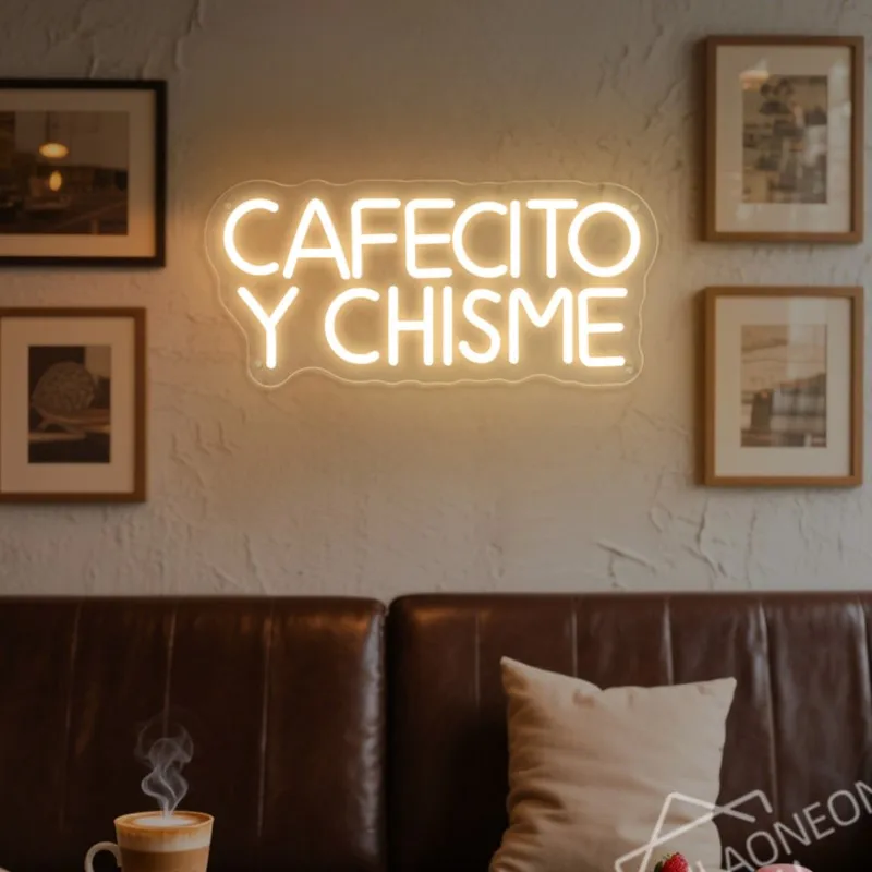 

Cafecito Y Chisme Neon Sign Coffee Shop Neon Wall Decor Business Sign Led Lamp Cafe Bar Restaurant Kitchen Lights up Sign