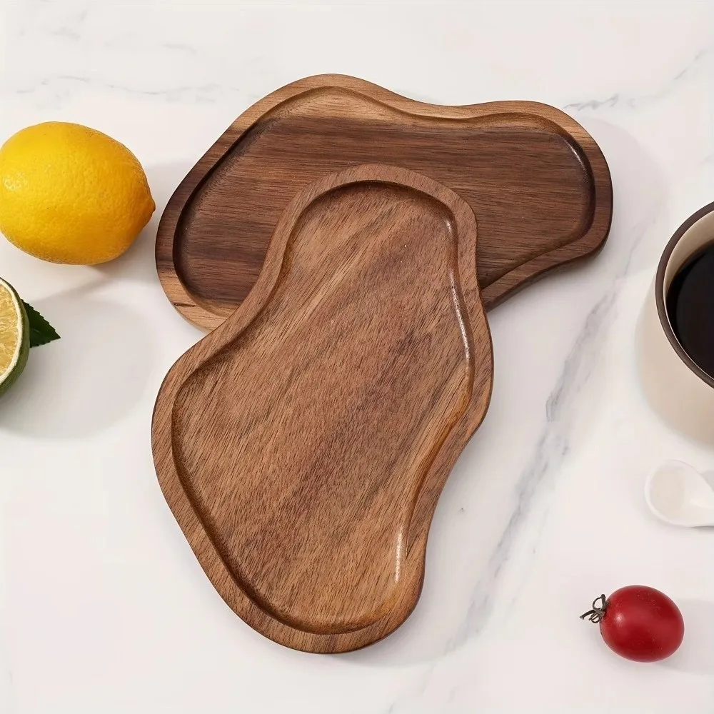 Heat Resistant Acacia Wood Tray Peanut Shaped Japanese Style Serving Platter Decorative Design Wooden Serving Plate for Home Use