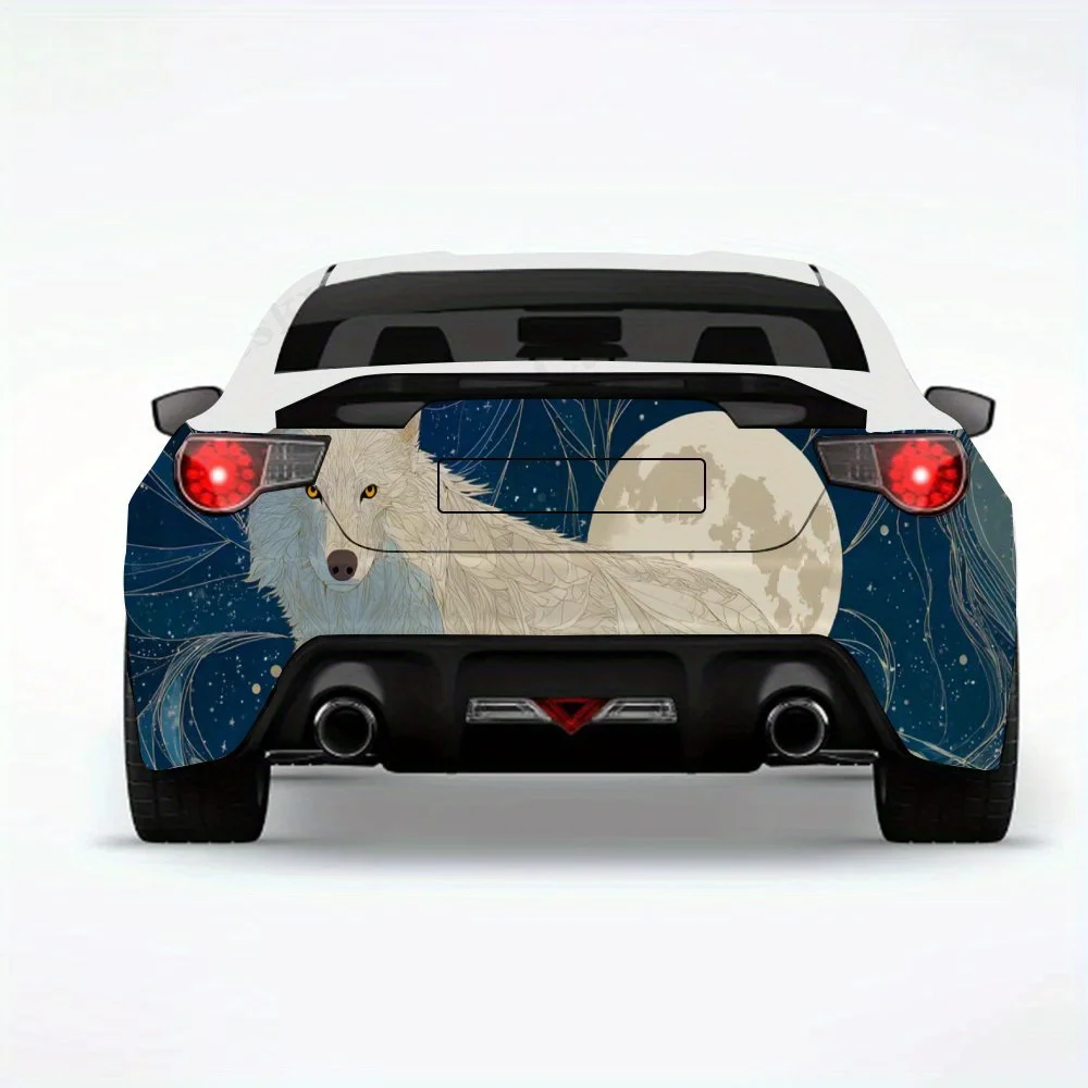 

Фэнтезийный белый волк, звезда, луна, автомобильная наклейка, виниловые обертывания для автомобилей для украшения и защиты-водостойкая самоклеящаяся наклейка Vi