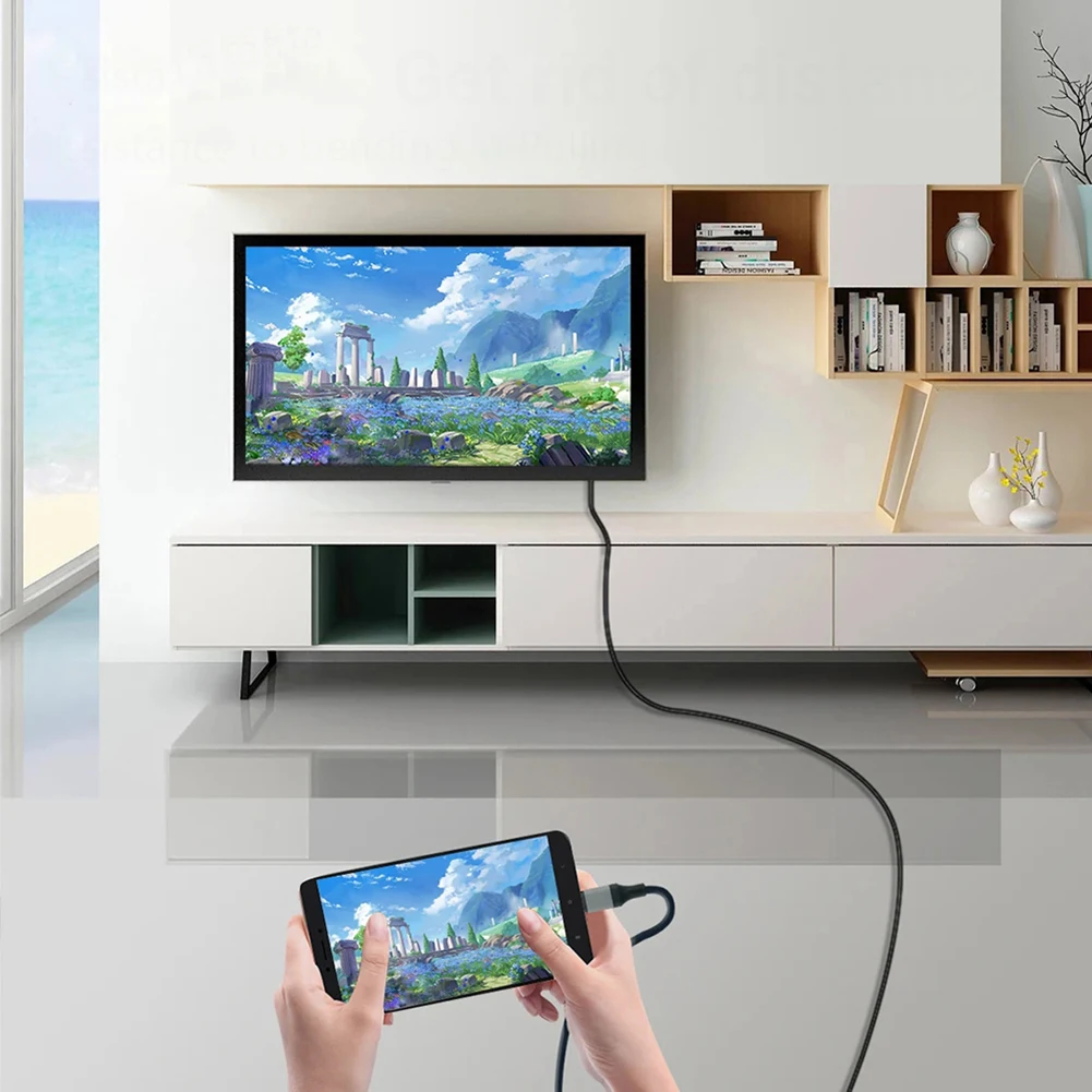 كابل USB C من النوع C إلى HDMI 4K متوافق مع USB-C من النوع C إلى كابل تلفزيون HDTV متوافق مع HDMI مناسب لجهاز MacBook Pro/Air لجهاز iPad Pro 2020