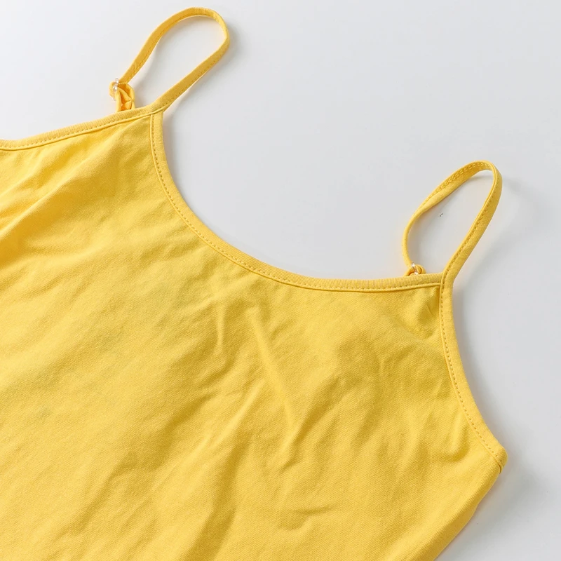 Baumwoll-Spaghettiträgerkleid Damen Basic Schlankes Ärmelloses Minikleid – Detail 11
