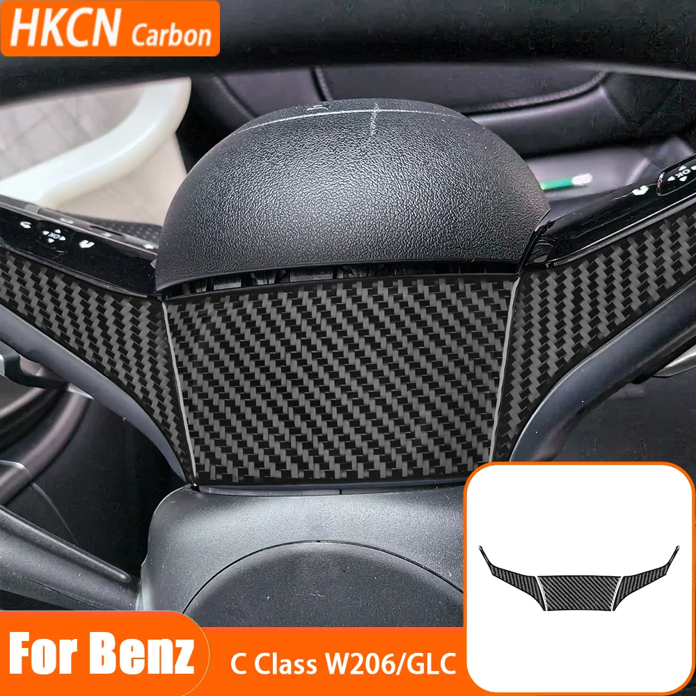 

For Benz C Class W206 2022—2024 GLC 2023 2024 Carbon Fiber Trim Steering Wheel Pad Set Interior Cover Modified Sticker Decal