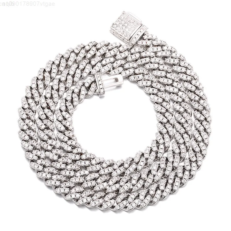 

Diamond 925 Mens Ladies Moissanite Sterling Silver Cuban Link Moissanite Men Iced Out Chain