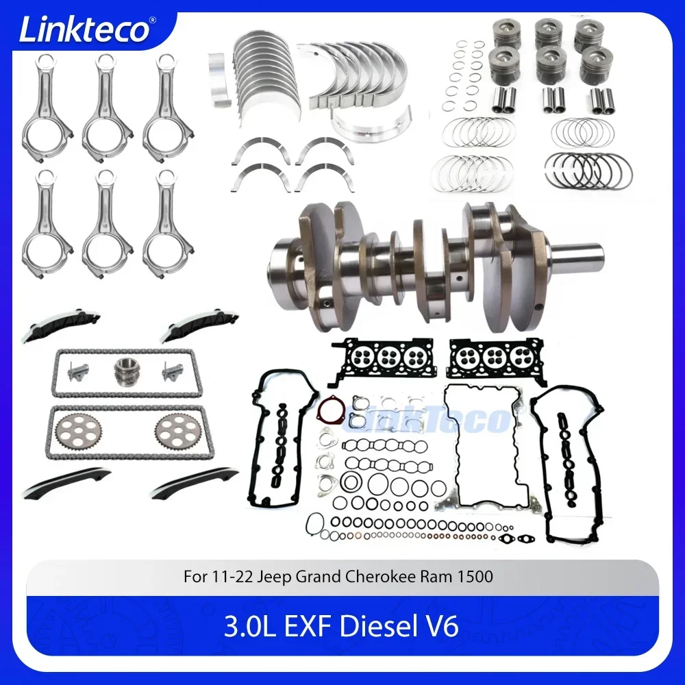 Cranksahft Piston & Rings Full Gasket Set Bearing Timing chain Kit 11-22 3.0 L T EXF For JEEP GRAND CHEROKEE LANCIA RAM 1500