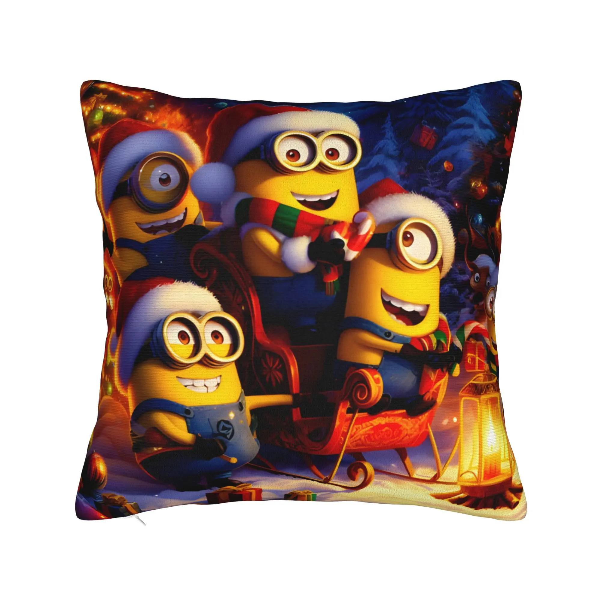 Cartoon M-Minions Christmas Pillowcase Soft Polyester Cushion Cover Gift  Throw Pillow Case Cover Bedroom Zipper 45*45cm