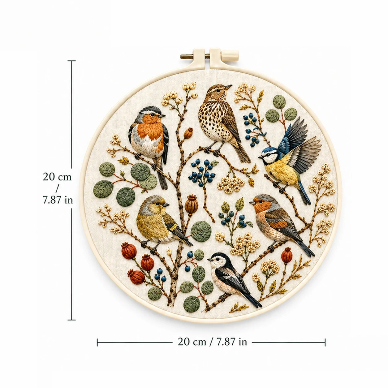 All-in-One DIY Embroidery Kit, Branch and Bird Art Pattern , Embroidery Needles & Assorted Threads - Craft Set for Adults