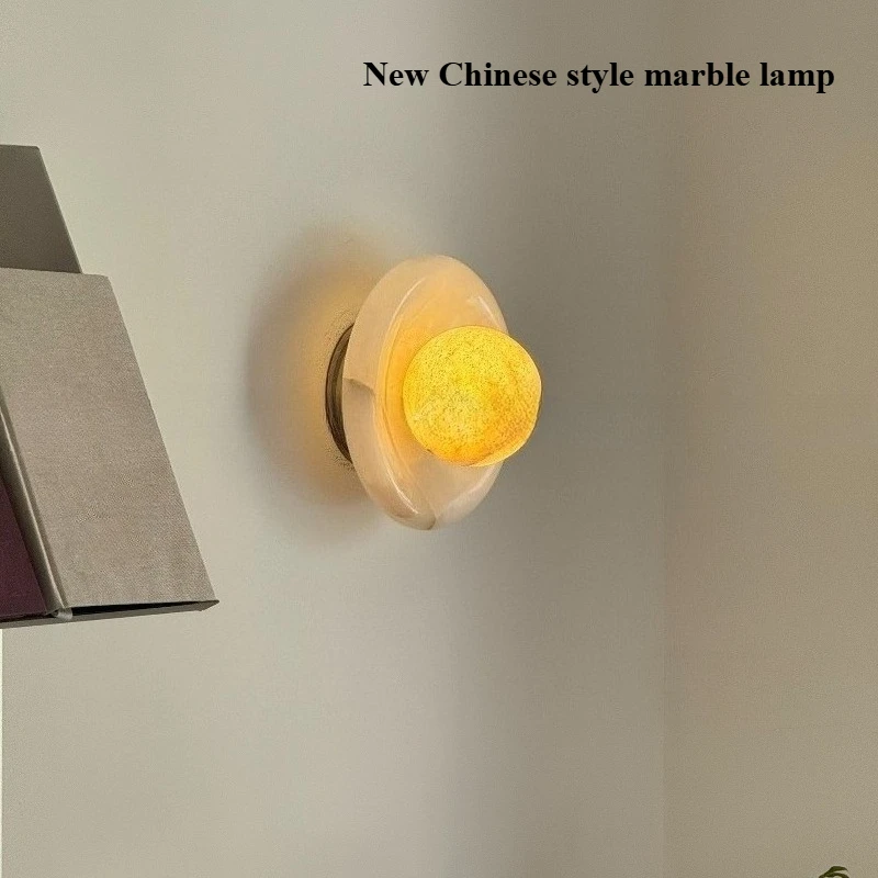 Natural jade wall lamp, medieval decorative lamp, new Chinese model room lamp for home hotel