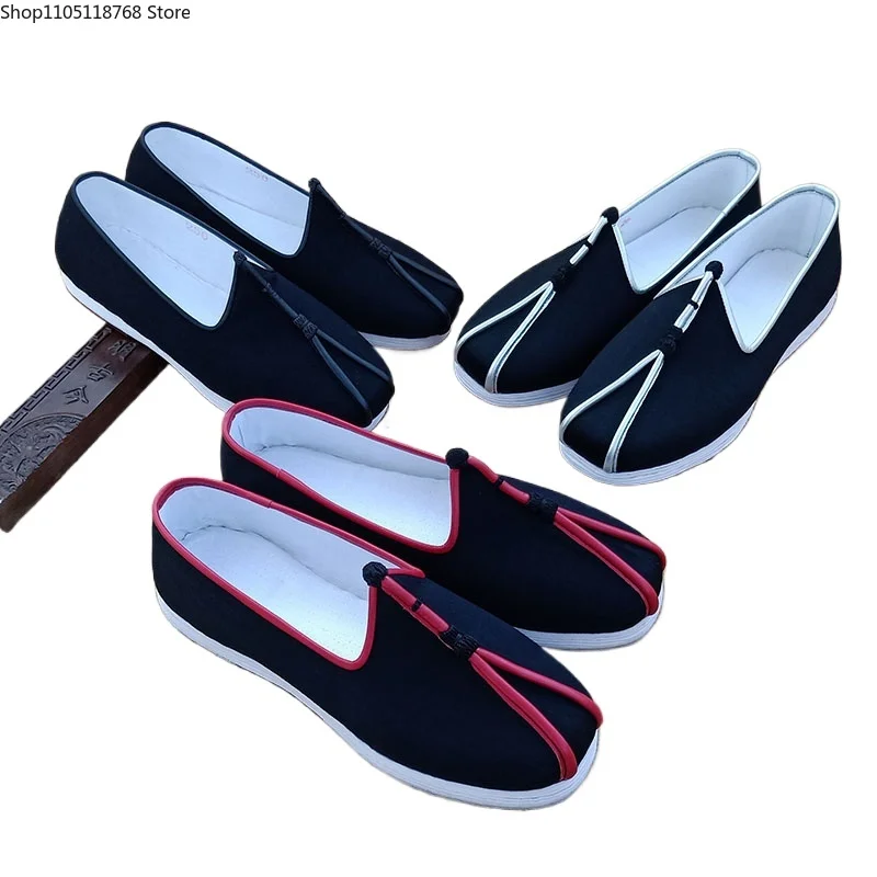 Chinese Traditional Martial Arts Shoes Men Kung Fu Wing Chun Tai-Chi Wushu Black Cloth  Casual Shoes Sport Sneaker