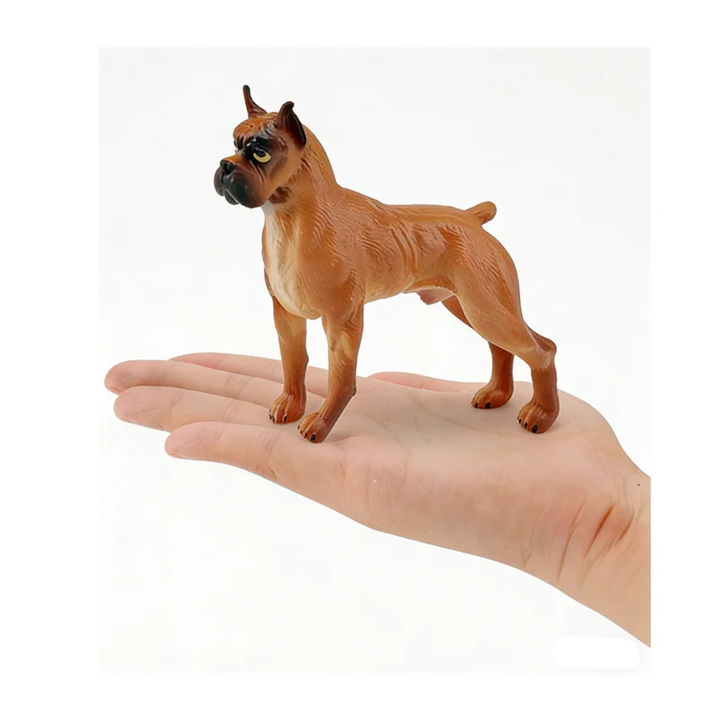 Simulated Boxer Dog Desktop Model - Realistic Pet puppy Figurine for Home & Office Decoration, Animal-themed Ornament