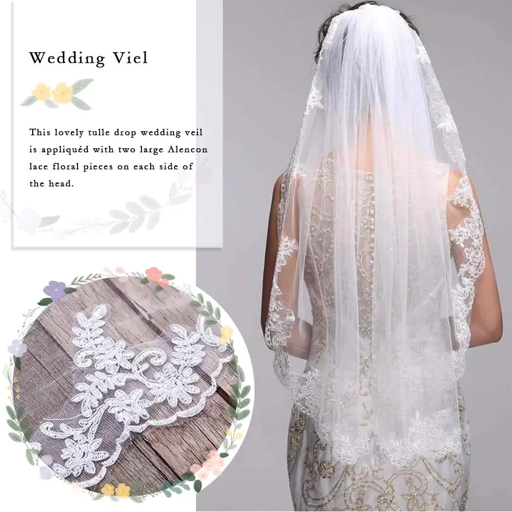 Wedding Lace Veil Short Sparkle Waist Veils 2 Tier Soft Tulle Bridal Veils with Comb 2025