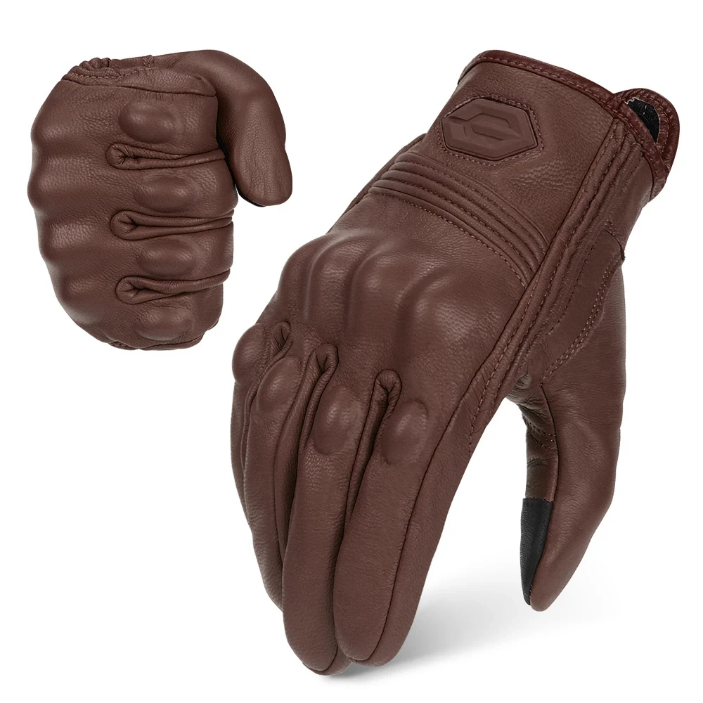 Motorcycle Gloves Outdoor Cycling Full Finger Breathable Non-slip Motocross Riding Leather Retro Touch Screen Sports Glove M-2XL