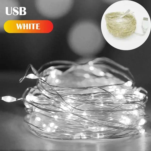 1/3/5/10M Waterproof USB LED Lights String Copper Wire Fairy Garland Light Lamp Christmas Wedding Party Holiday Lighting Wreath