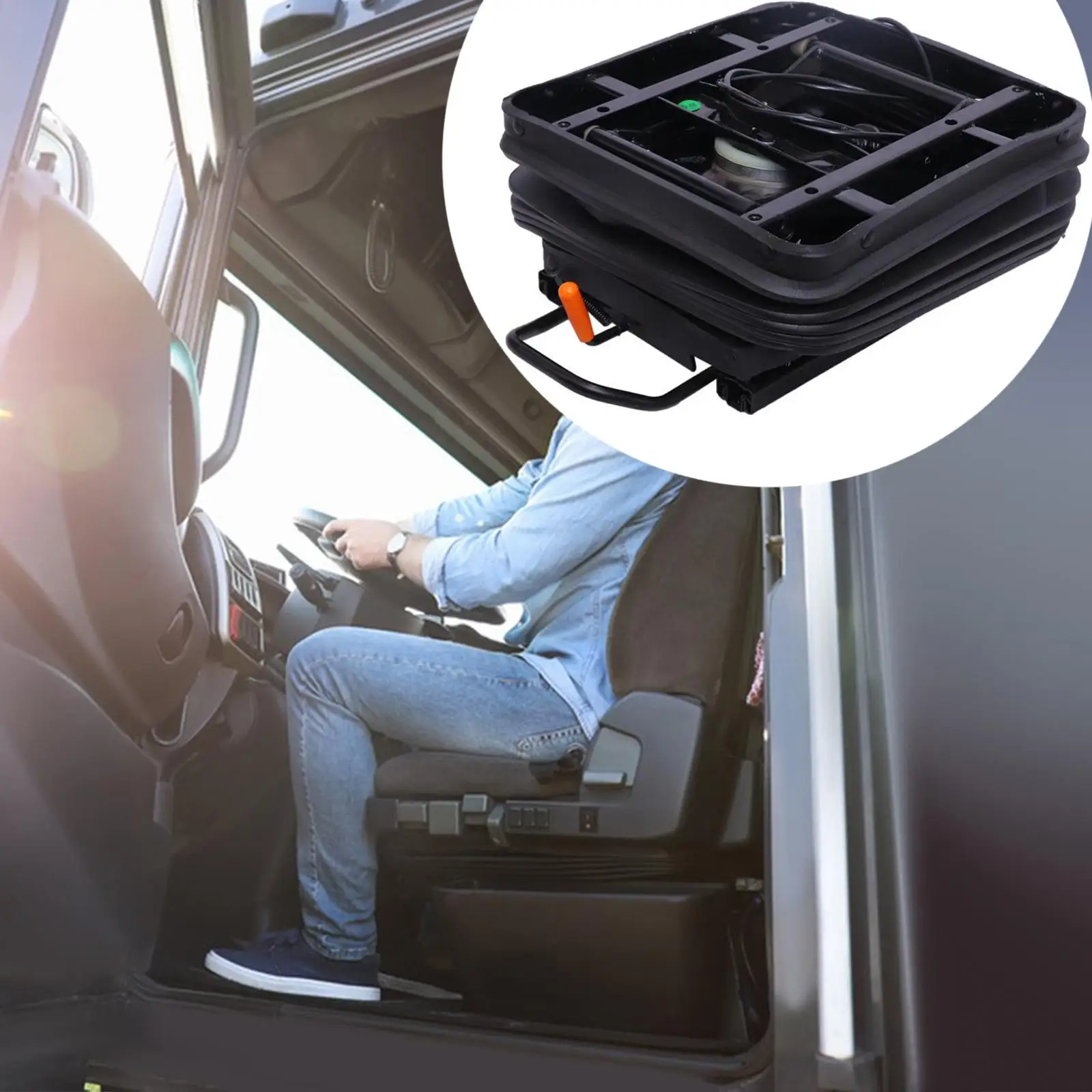 

Universal Truck Seat Air Shock Absorber Base with Dust Cover Steel Frame Front Rear Adjustment for Agricultural Vehicles