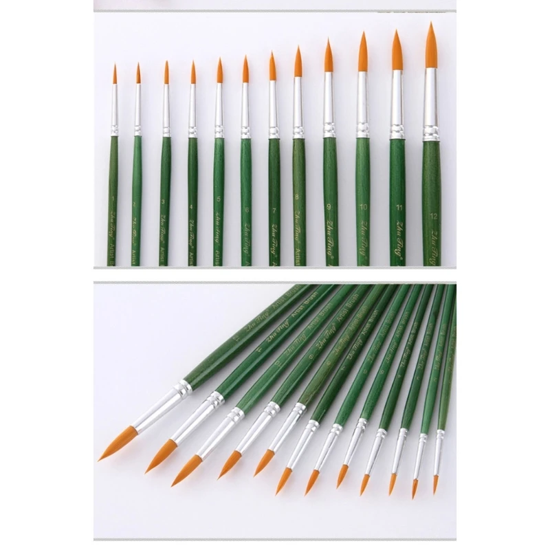 Кисти для рисования акварелью, 12 шт.