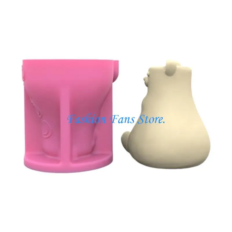 Bear Flowerpots Mold Pen Holder Silicone Mold Concrete Plaster Planter