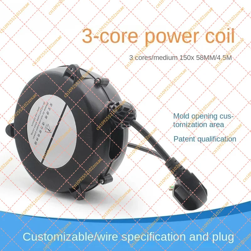 5M Automatic Power Cord Reel, EU Male & Female Plug, Retractable Extension Lead Socket, Electrical Cable Spool for Home Office view 3