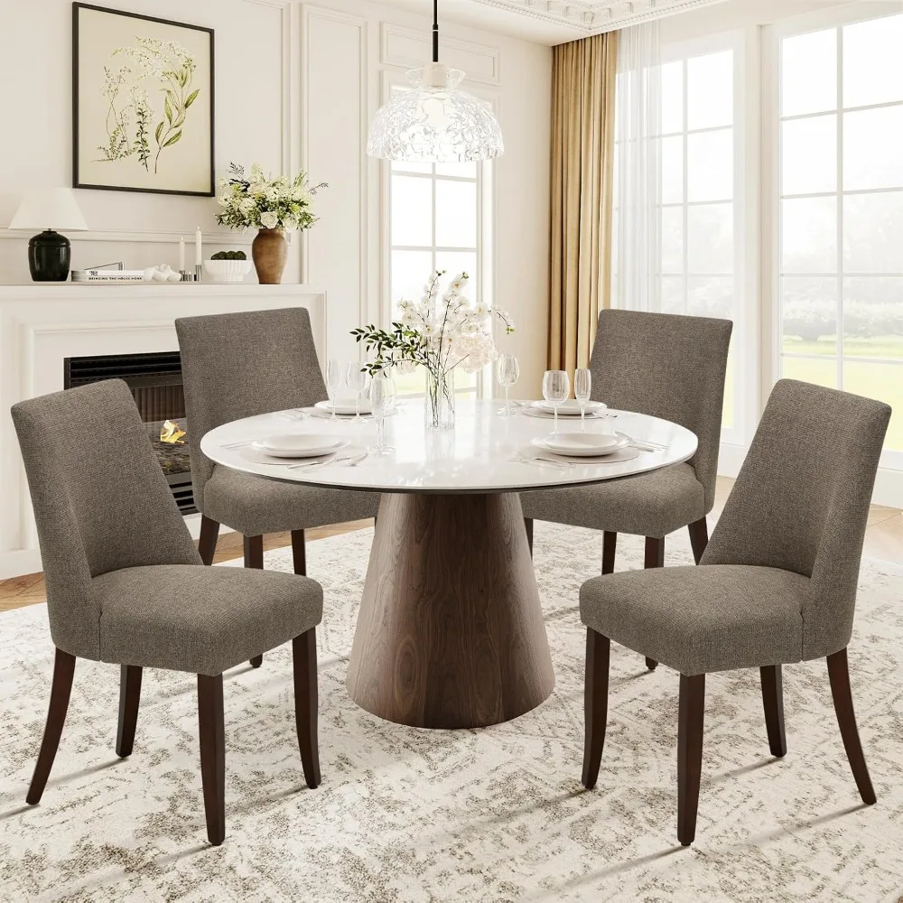 

Upholstered Dining Chairs Set of 4, Mid Century Modern Kitchen Chairs with Back, Farmhouse Fabric Side Dining Room Chairs with