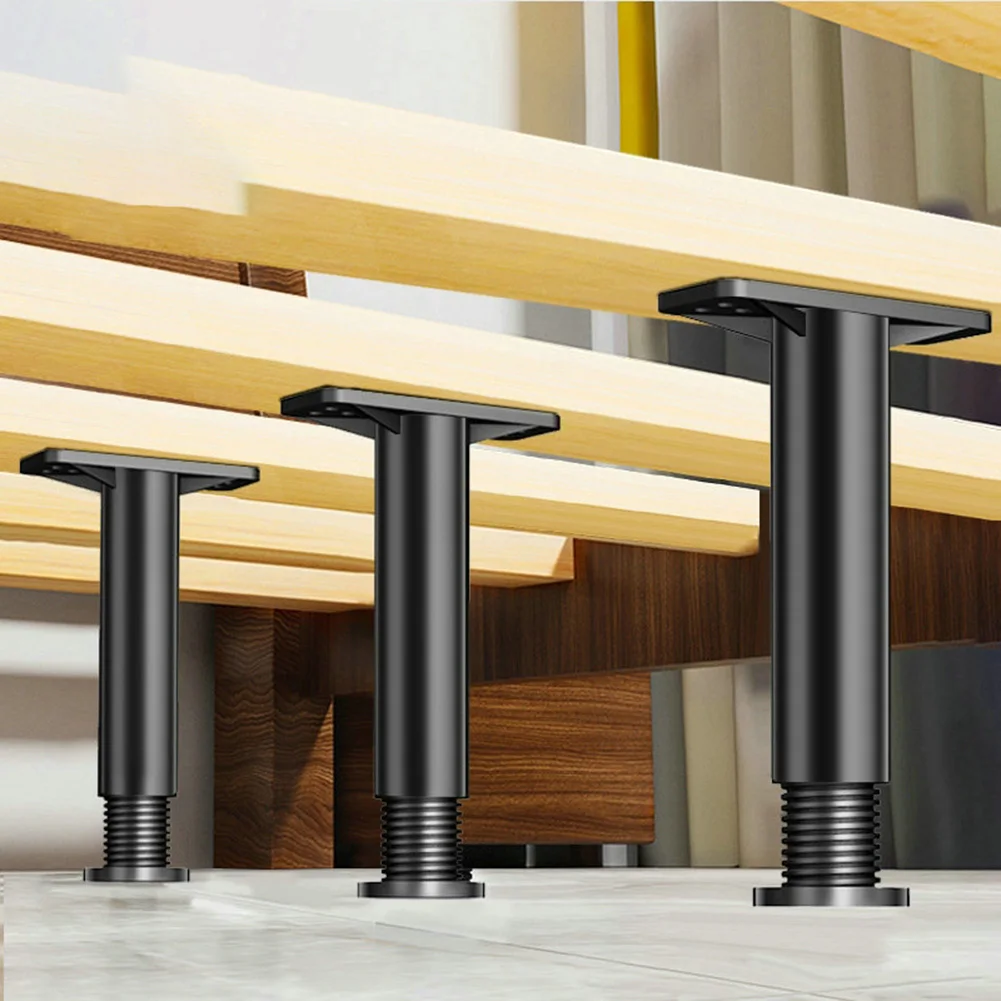 Black Steel Telescopic Bed Beam Support Leg Adjustable Height Bracket For Furniture Sofa Cabinet Bottom Reinforcement Tool