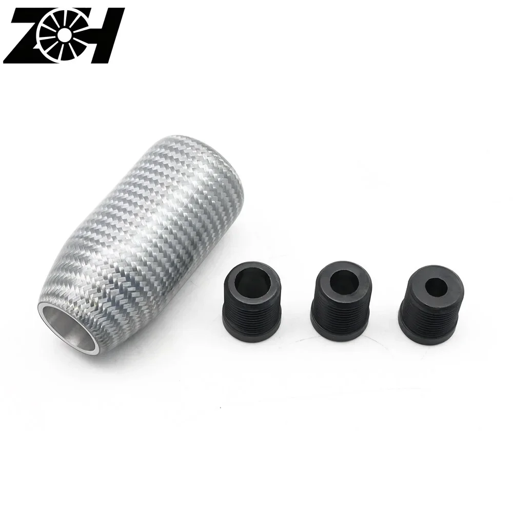 Car Real Carbon Fiber Gear Shift Knob Manual Transmission Shifter Lever Round Ball Shape Handle