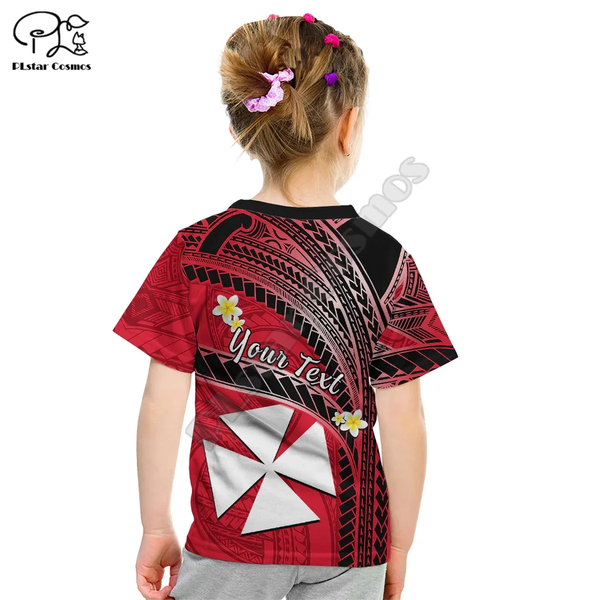 Custom Personalised Wallis et Futuna T Shirt KID Polynesian Pattern and Hibiscus Flowers Version T Shirts Summer Kids T-shirt