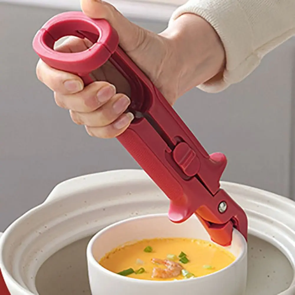 

Portable 2 in 1 Stewed Bowl Clip Heat-resistant Anti-scald Hot Bowl Clamp Non-slip Red Dish Gripper Dish