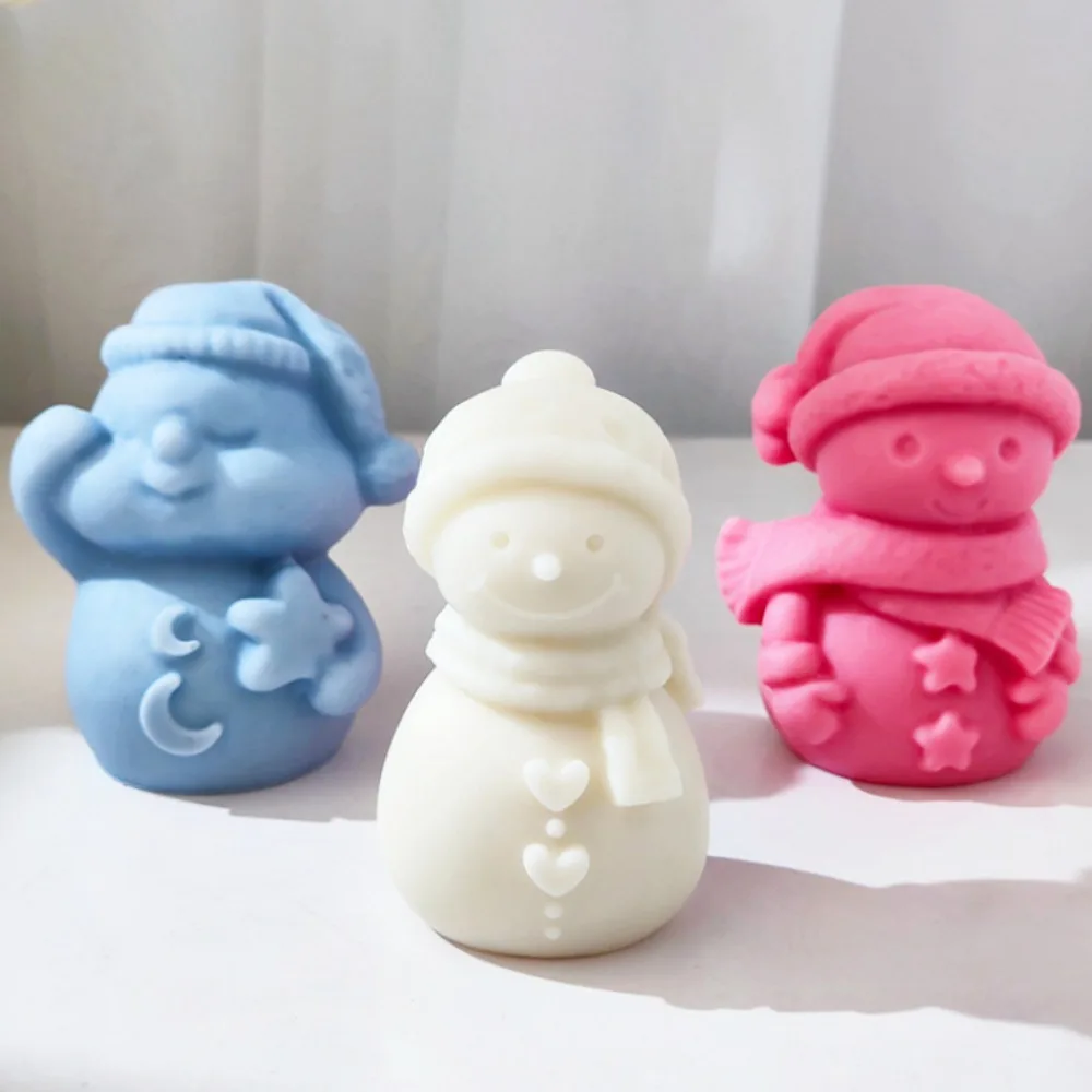 Scarf Star Heart Snowman Candle Silicone Mold Beanies Moon Sleeping Santa Resin Plaster Mold Chocolate Cake Decor Christmas Gift