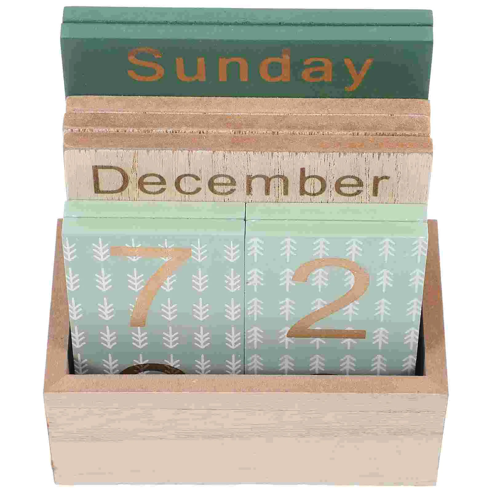 

Daily Use Wooden Calendar Display Office Advent for Children Clock Monitor Stand Tabletop